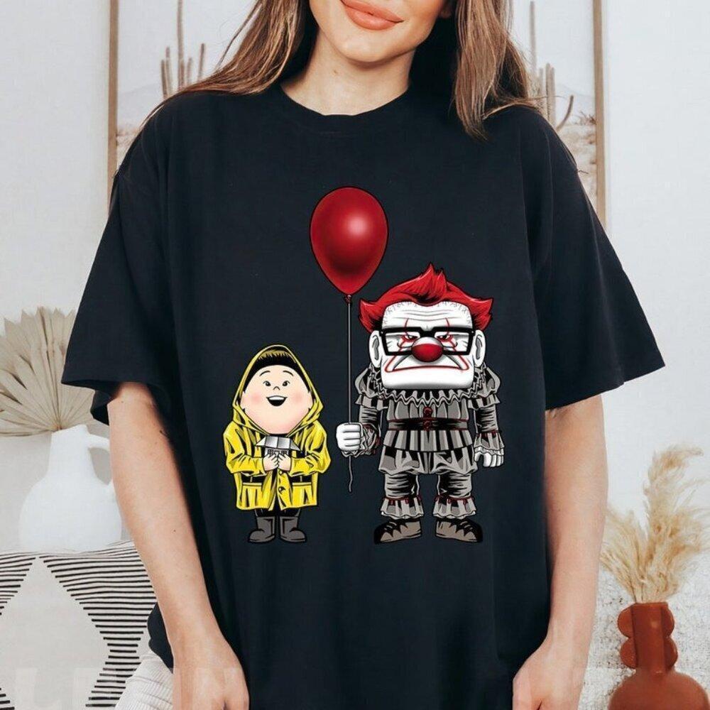 Pixar Up Pennywise Mashup Horror Halloween Cartoon Parody Graphic T Shirt